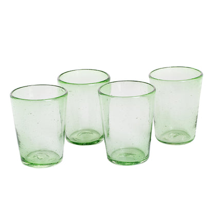 Glistening Meadow Handblown Recycled Glass Pale Green Juice Glasses (Set of 4)