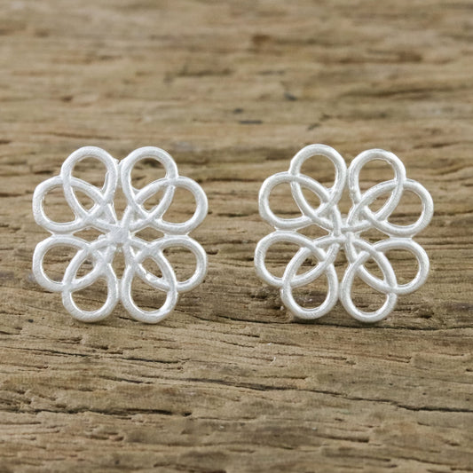 Inescapable Beauty Symmetrical Overlapping Loop Sterling Silver Stud Earrings