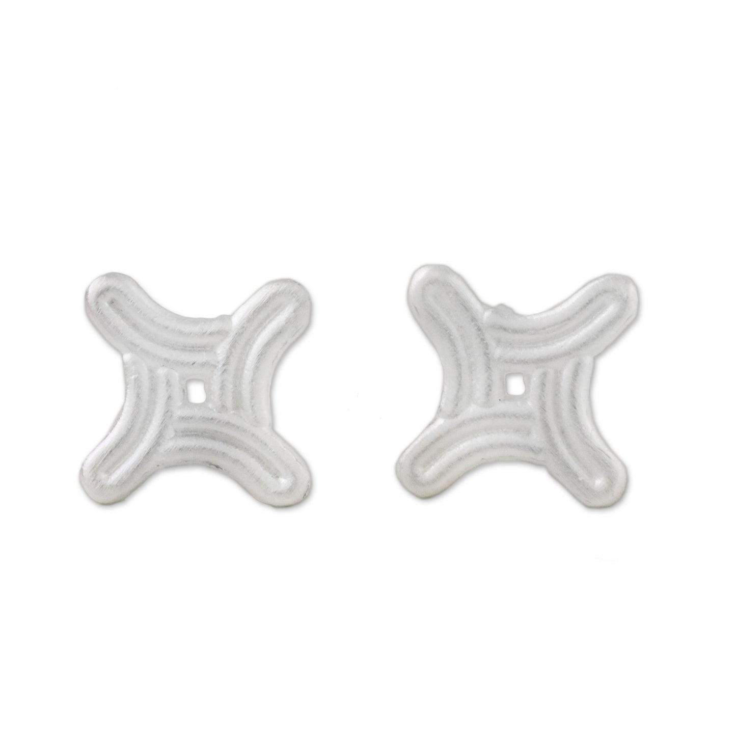 Winking Star Curved Four-Sided Star Sterling Silver Stud Earrings