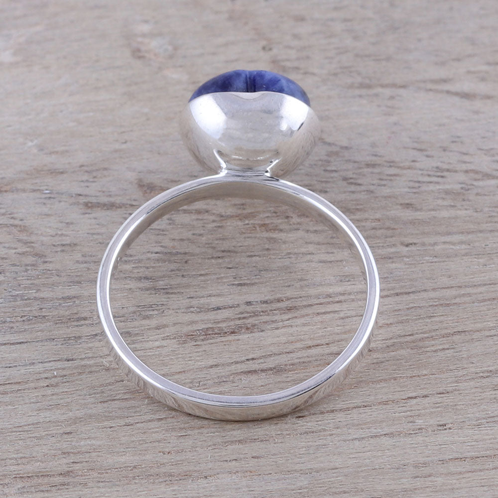 Gemstone Heart Heart-Shaped Sodalite Cocktail Ring from India