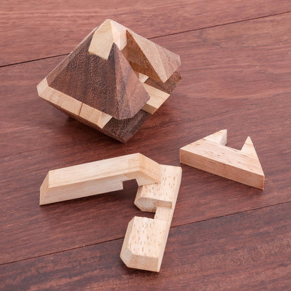 Brilliant Diamond Diamond-Shaped Raintree Wood Puzzle from Thailand