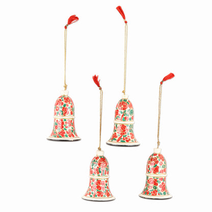 Kashmir Bells Handmade Papier Mache Bell Ornaments from India (Set of 4)