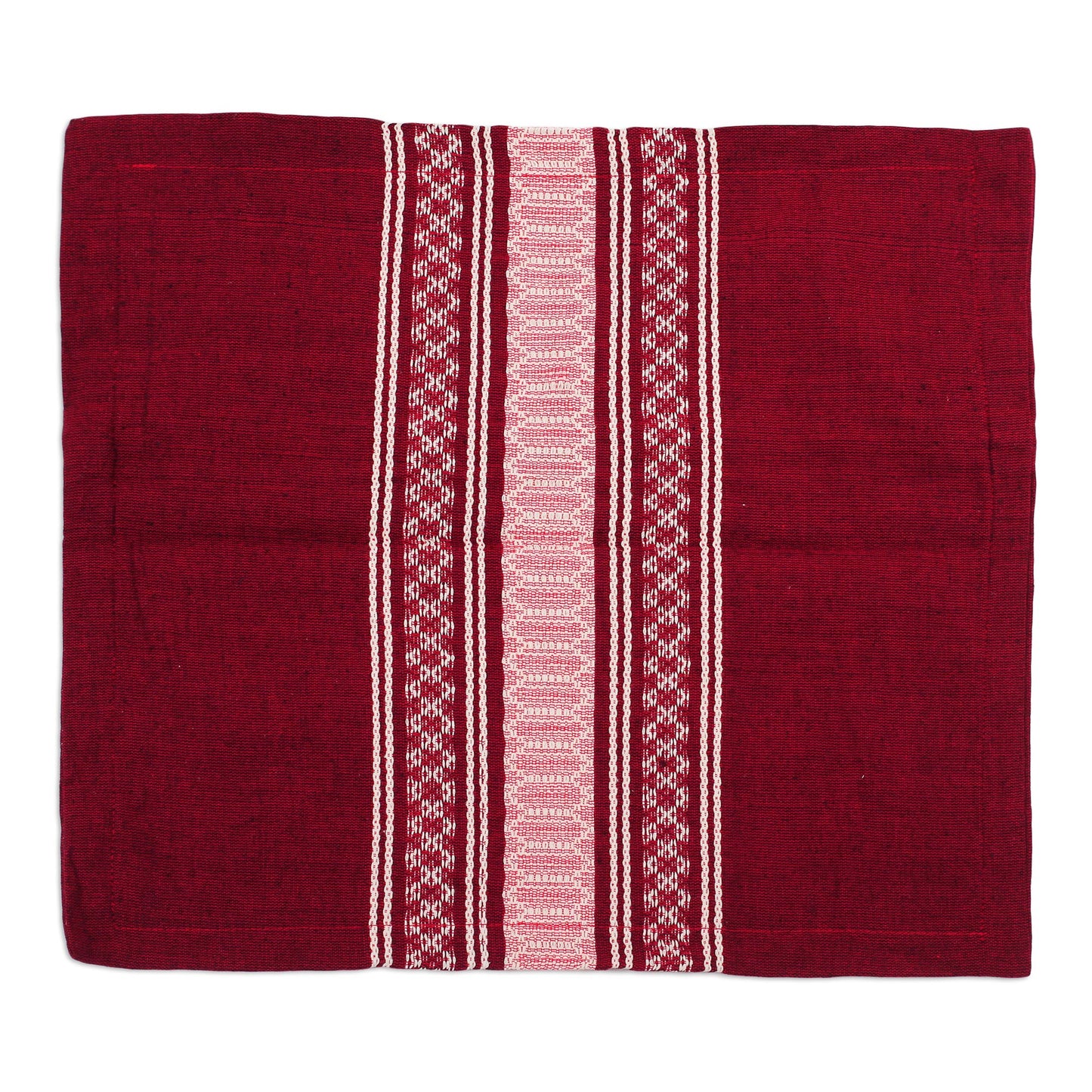 Burgundy Cotton Eco-Friendly Throw Pillow Cover, 'Maroon Style'