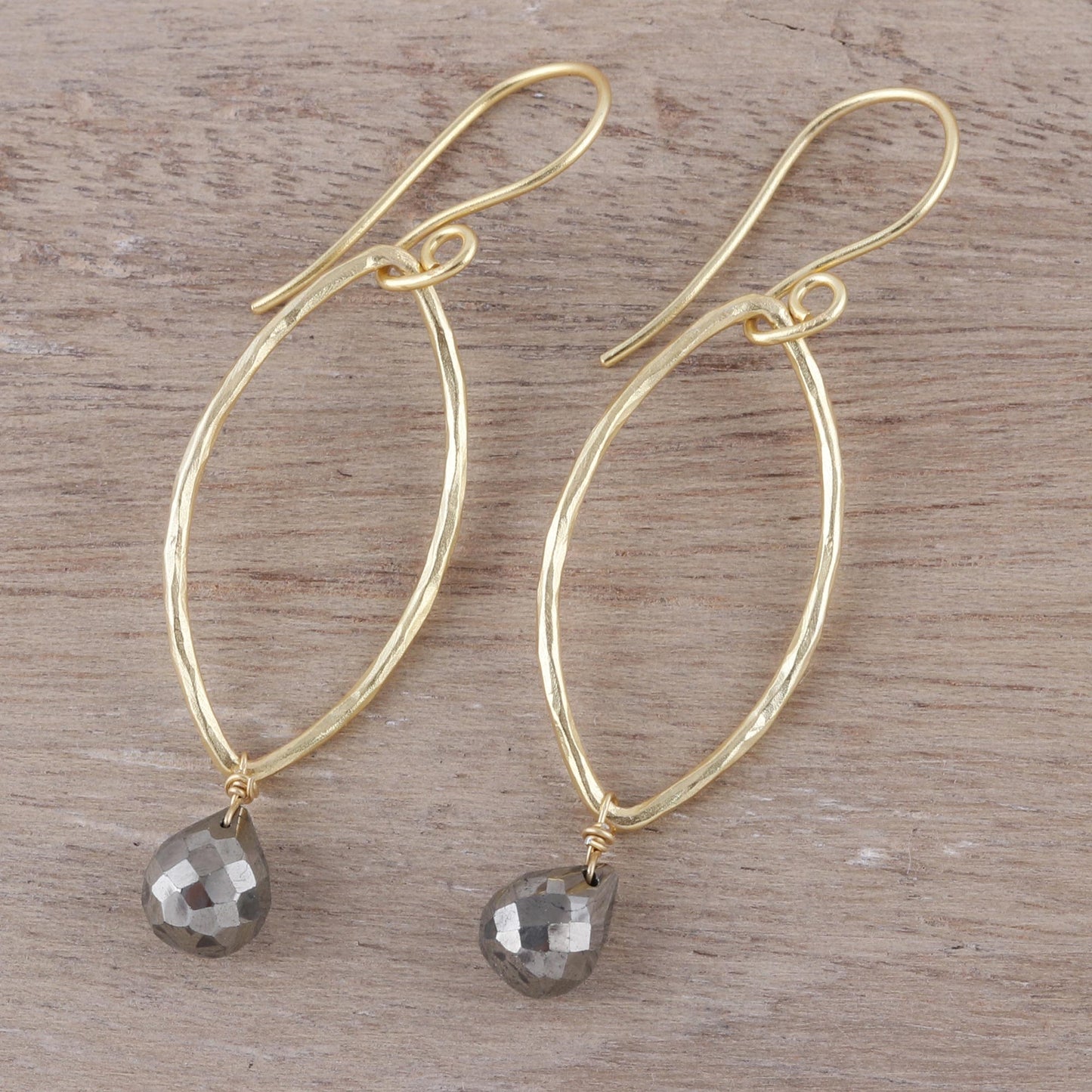 Metallic Gleam Pyrite Dangle Earrings