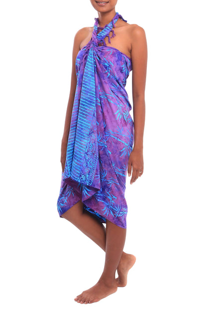 Twilight Bamboo Bamboo Motif Batik Rayon Sarong from Bali