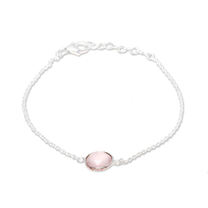 Pink Night Adjustable Rose Quartz Pendant Bracelet from India