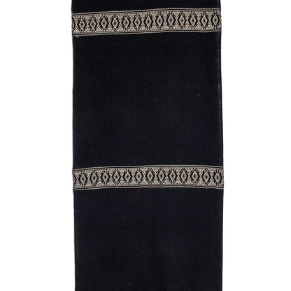 Beige Moon Handwoven Cotton Table Runner in Black from Guatemala