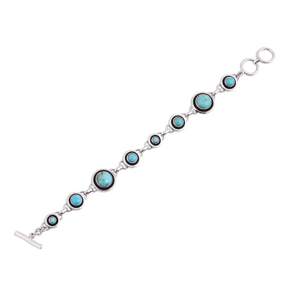 Turquoise Eternity Circular Turquoise Link Bracelet from Mexico