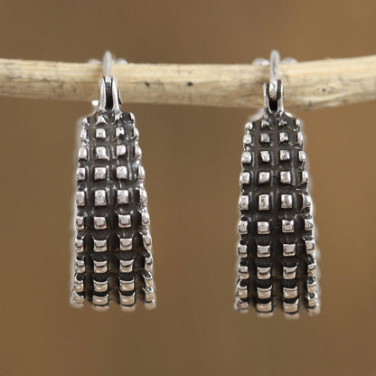 Ebbing Light Combination Finish Sterling Silver Hoop Earrings from Mexico