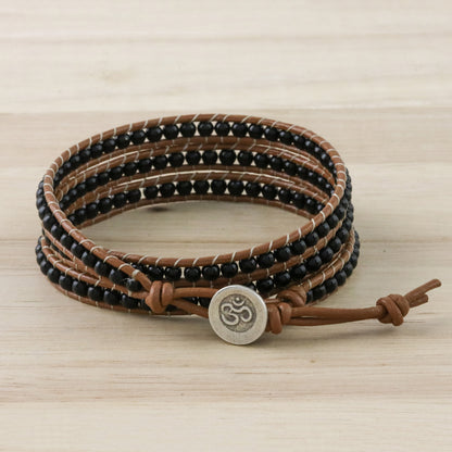 Calm Touch Onyx Beaded Wrap Bracelet from Thailand