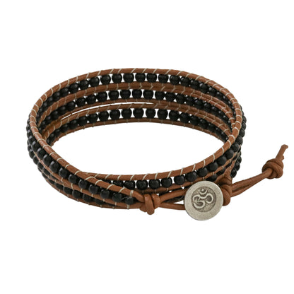 Calm Touch Onyx Beaded Wrap Bracelet from Thailand