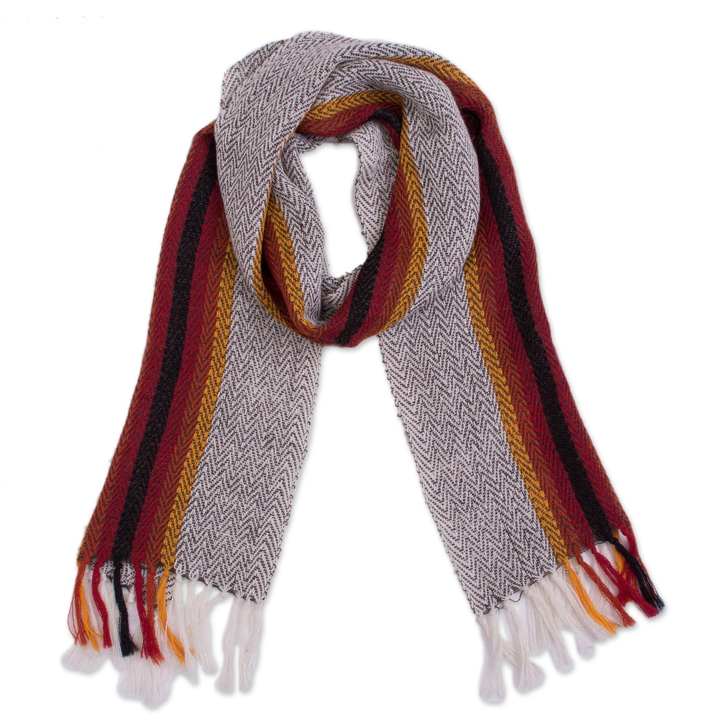 Grey Passion Handwoven 100% Alpaca Scarf in Grey from Peru