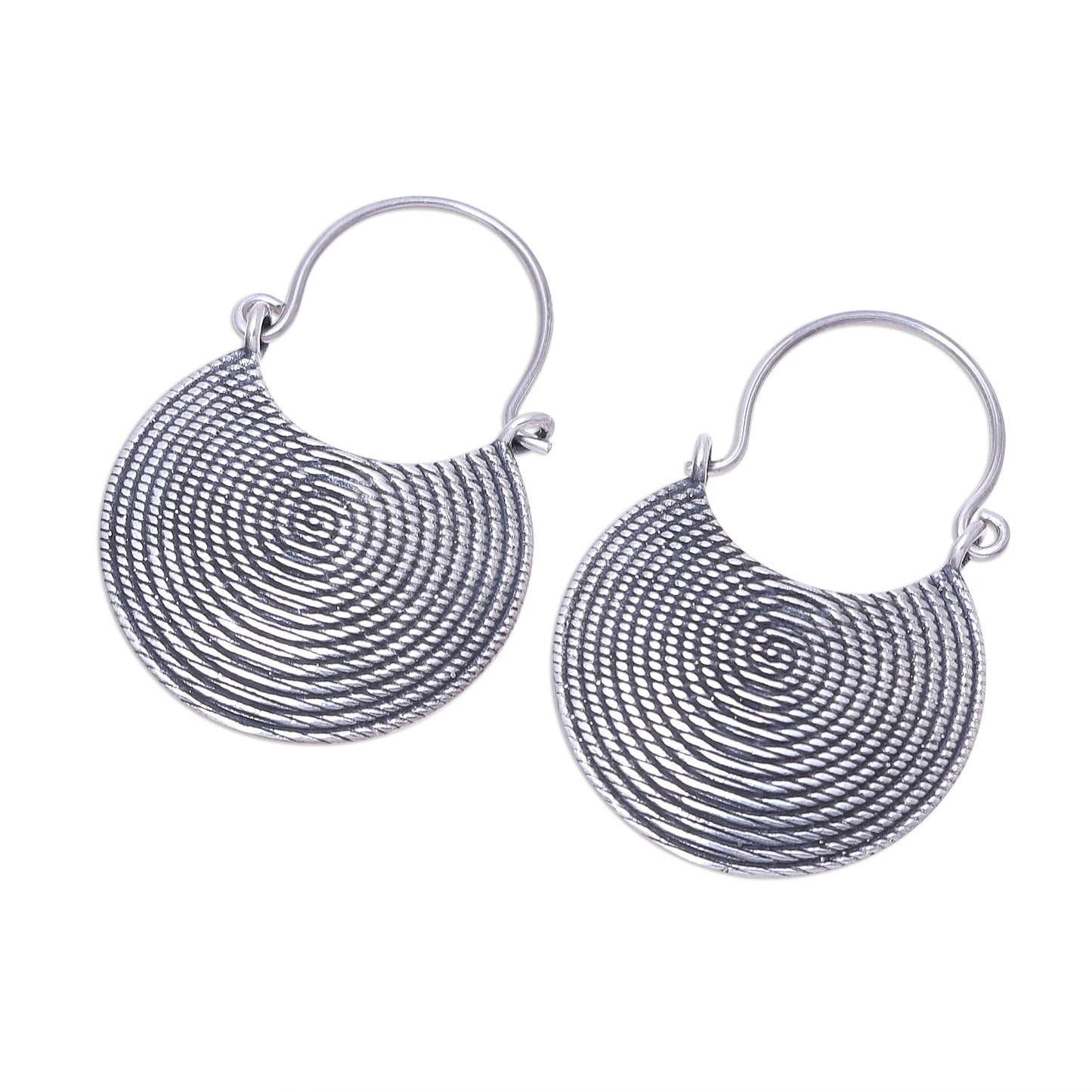 Spiral Delight Spiral Motif Sterling Silver Drop Earrings from India