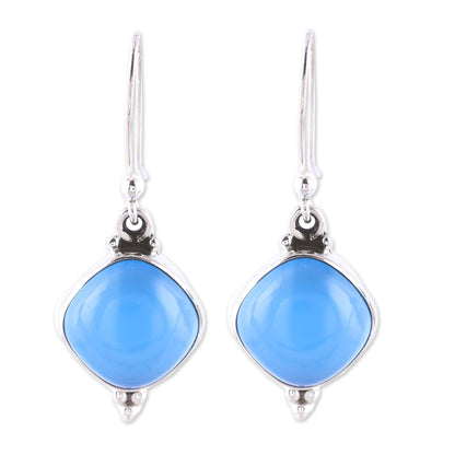 Gleaming Grandeur Chalcedony Dangle Earrings from India