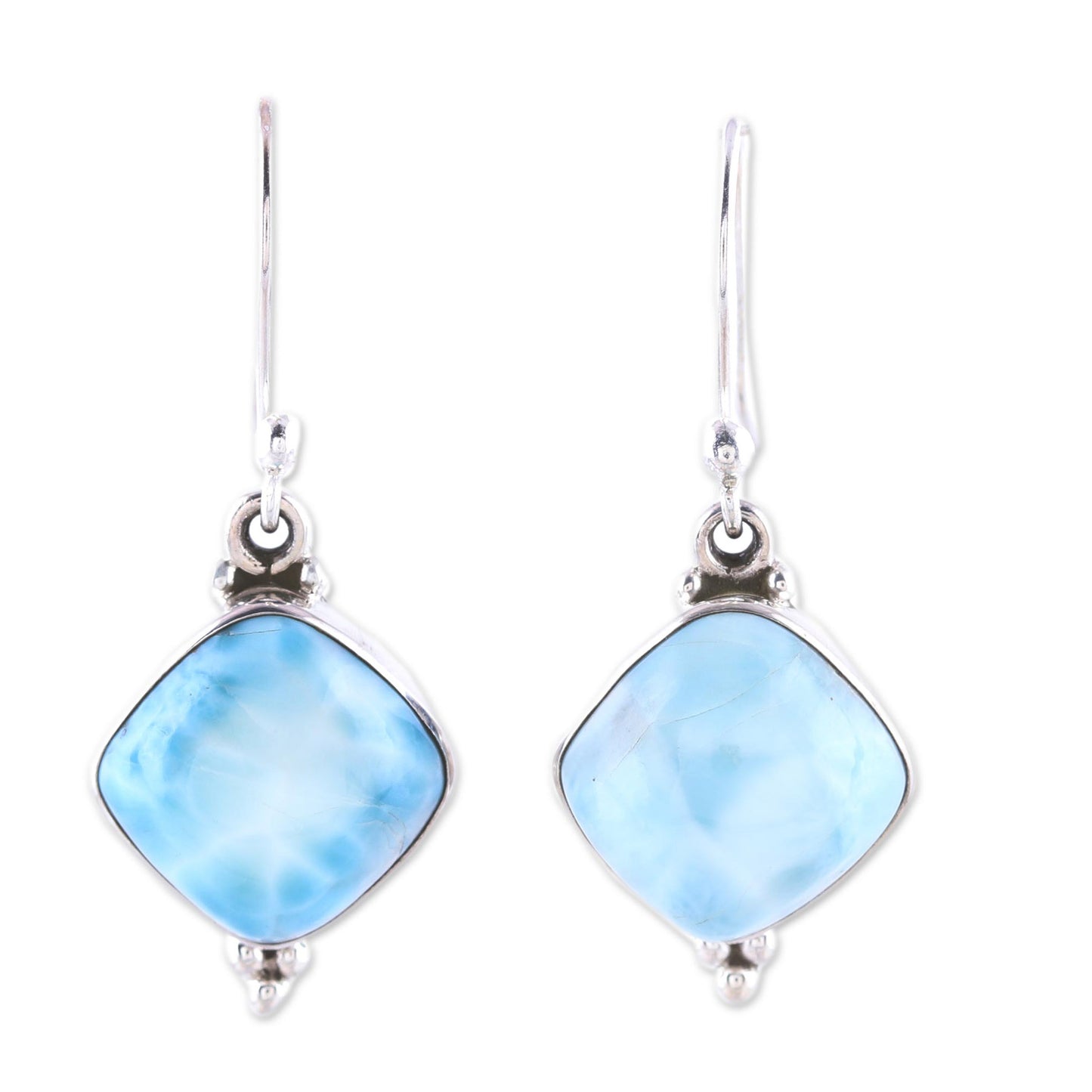 Gleaming Grandeur Larimar Dangle Earrings from India