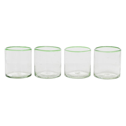 Green Mountain Green-Rimmed Recycled Glass Juice Glasses (Set of 4)