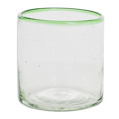 Green Mountain Green-Rimmed Recycled Glass Juice Glasses (Set of 4)