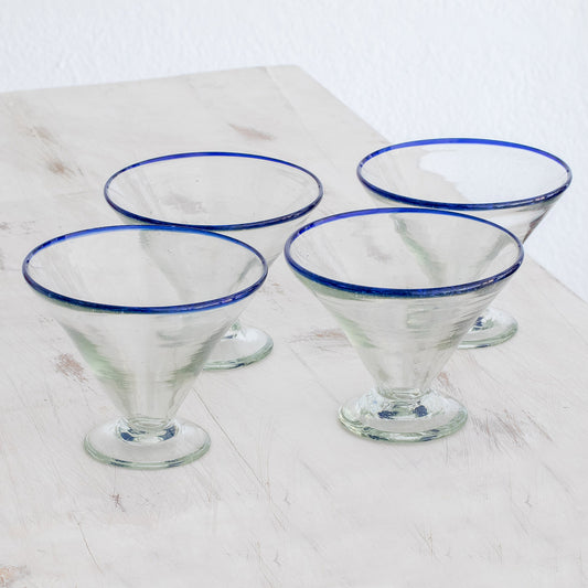 Ocean Rim Recycled Glass Martini Glasses from Guatemala (Set of 4)