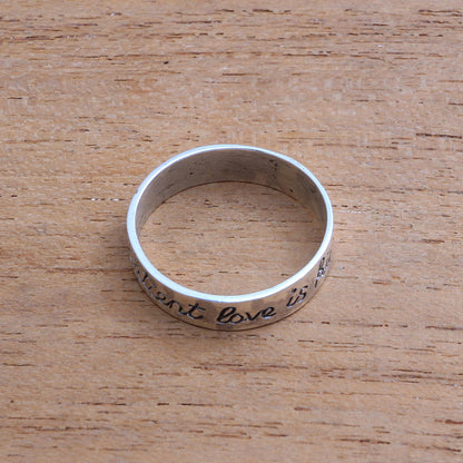 What Love Is Romantic Sterling Silver Band Ring from Bali