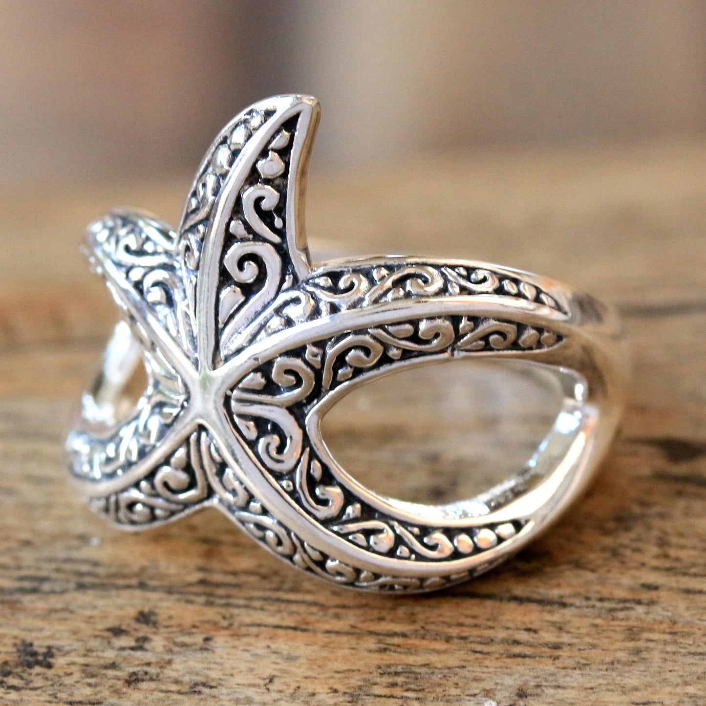 Bali Starfish Sterling Silver Ring