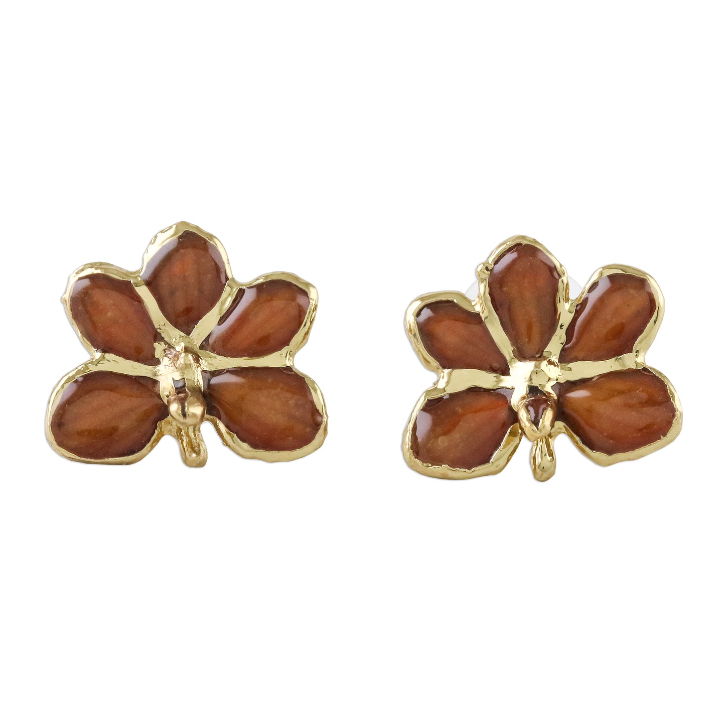 Espresso Radiance Espresso Gold-Plated Natural Orchid Button Post Earrings