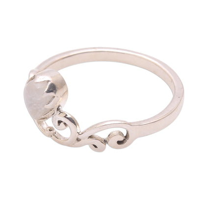 Lovely Vines Spiral Motif Moonstone Band Ring from Bali