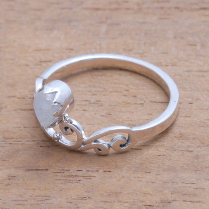 Lovely Vines Spiral Motif Moonstone Band Ring from Bali