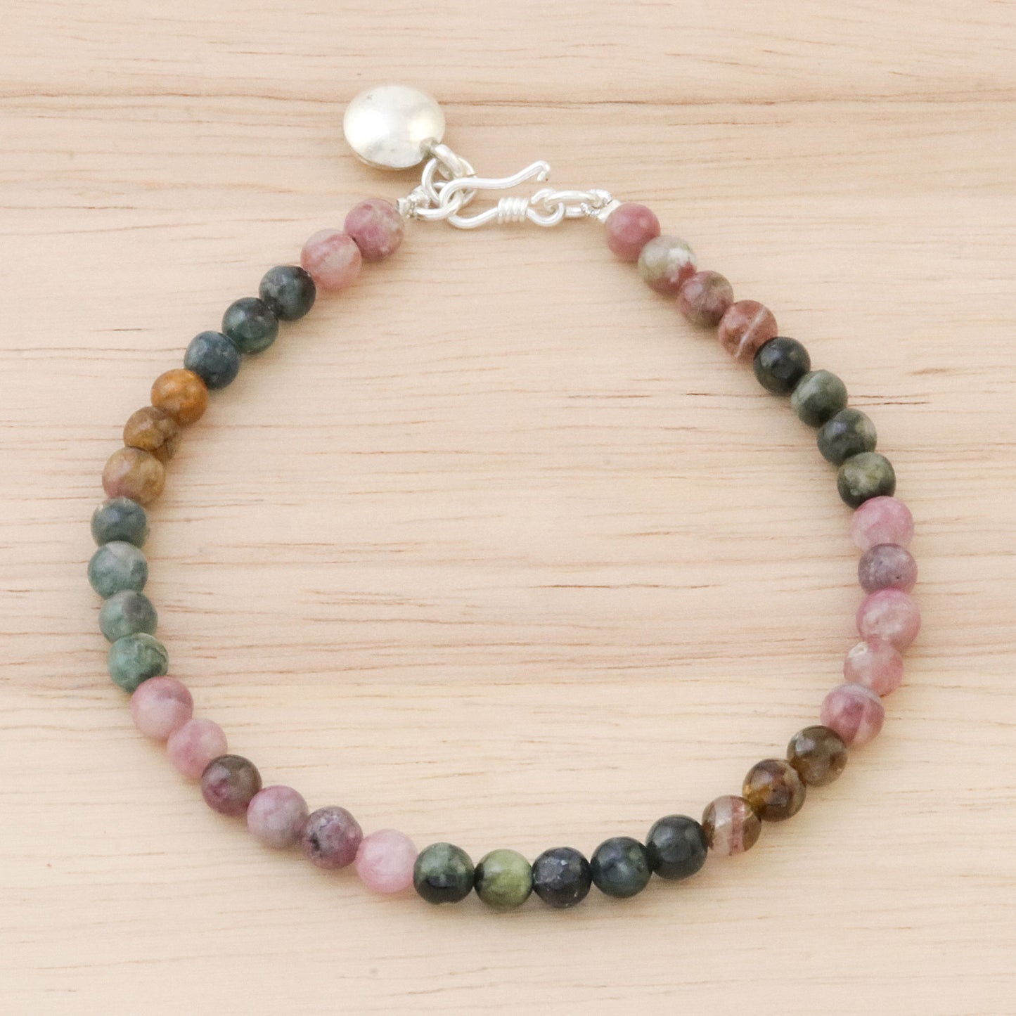 Rainbow Sweetness Colorful Tourmaline Beaded Bracelet from Thailand