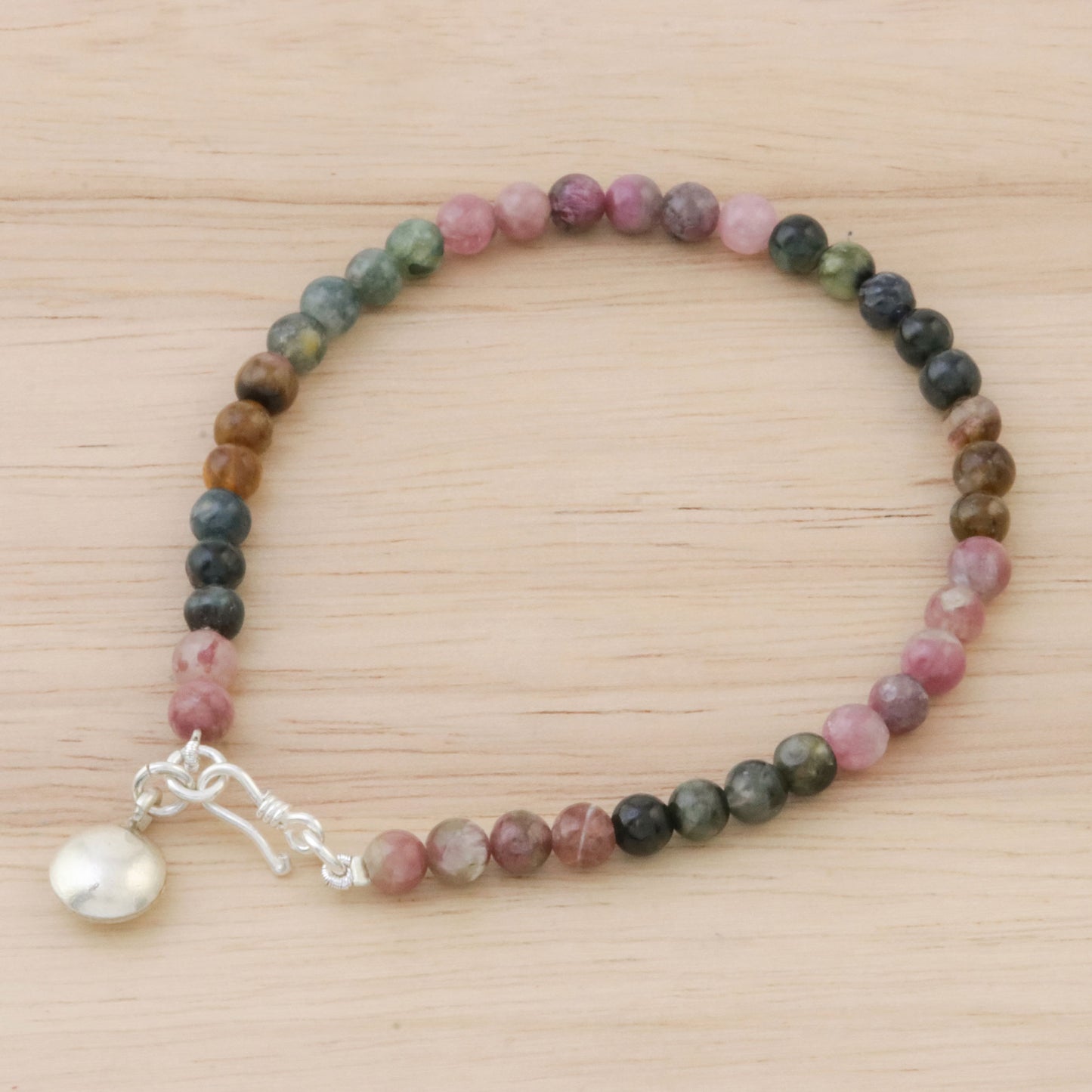 Rainbow Sweetness Colorful Tourmaline Beaded Bracelet from Thailand