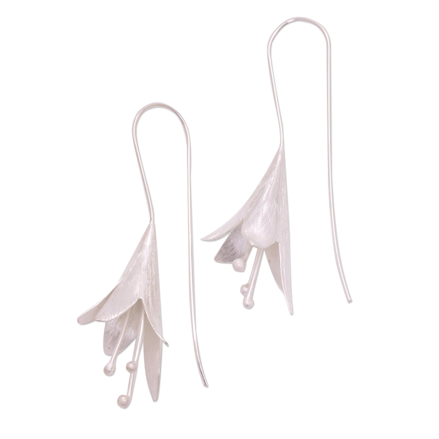 Light Blossom Floral Sterling Silver Drop Earrings from Bali