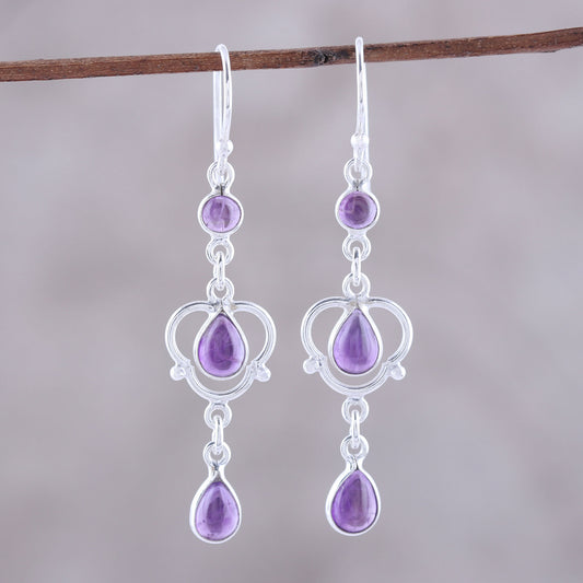 Violet Rain Sterling Silver and Purple Amethyst Dangle Earrings