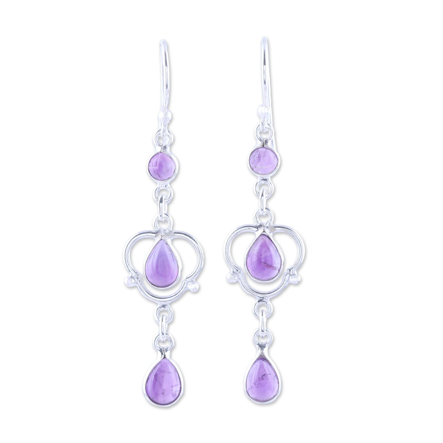 Violet Rain Sterling Silver and Purple Amethyst Dangle Earrings