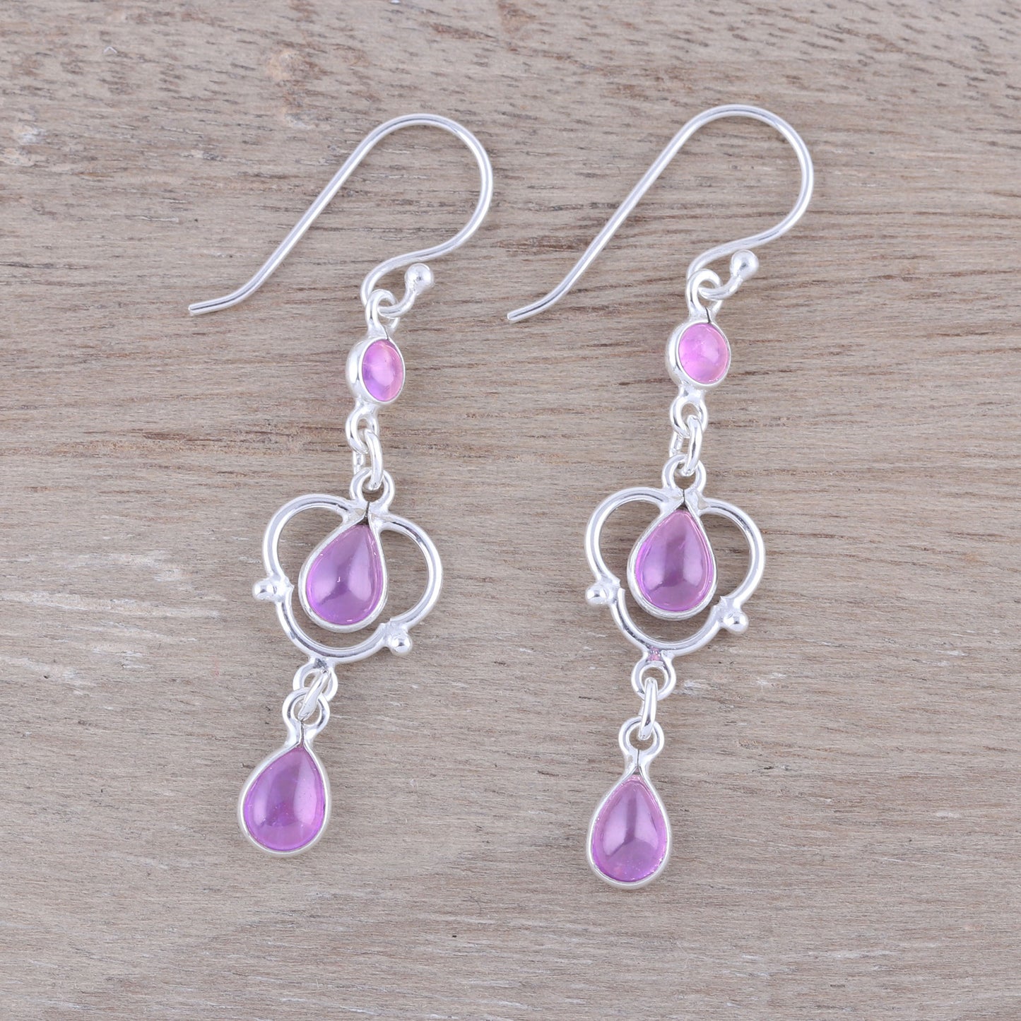 Violet Rain Sterling Silver and Purple Amethyst Dangle Earrings