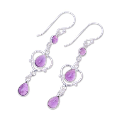 Violet Rain Sterling Silver and Purple Amethyst Dangle Earrings