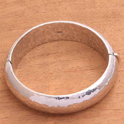 Texture of Fortune Hammered Sterling Silver Bangle Bracelet from Bali