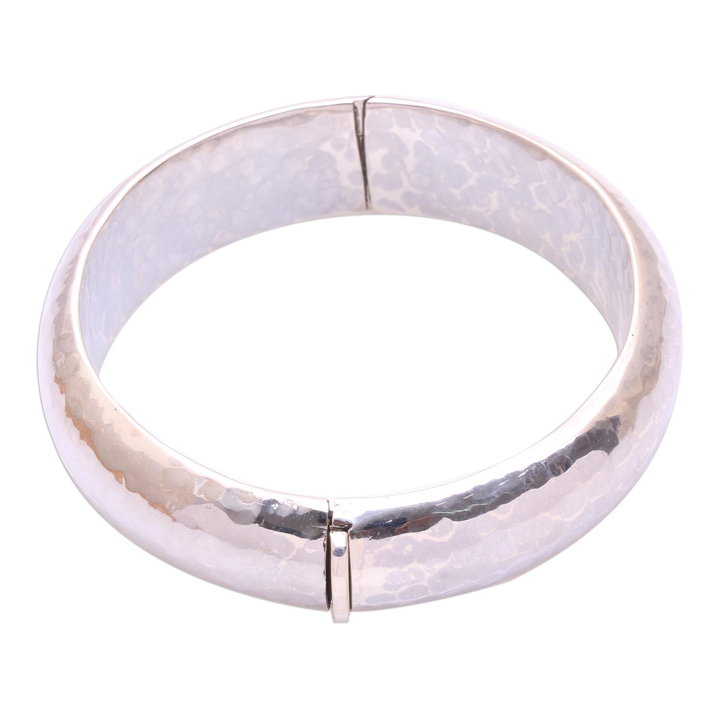 Texture of Fortune Hammered Sterling Silver Bangle Bracelet from Bali