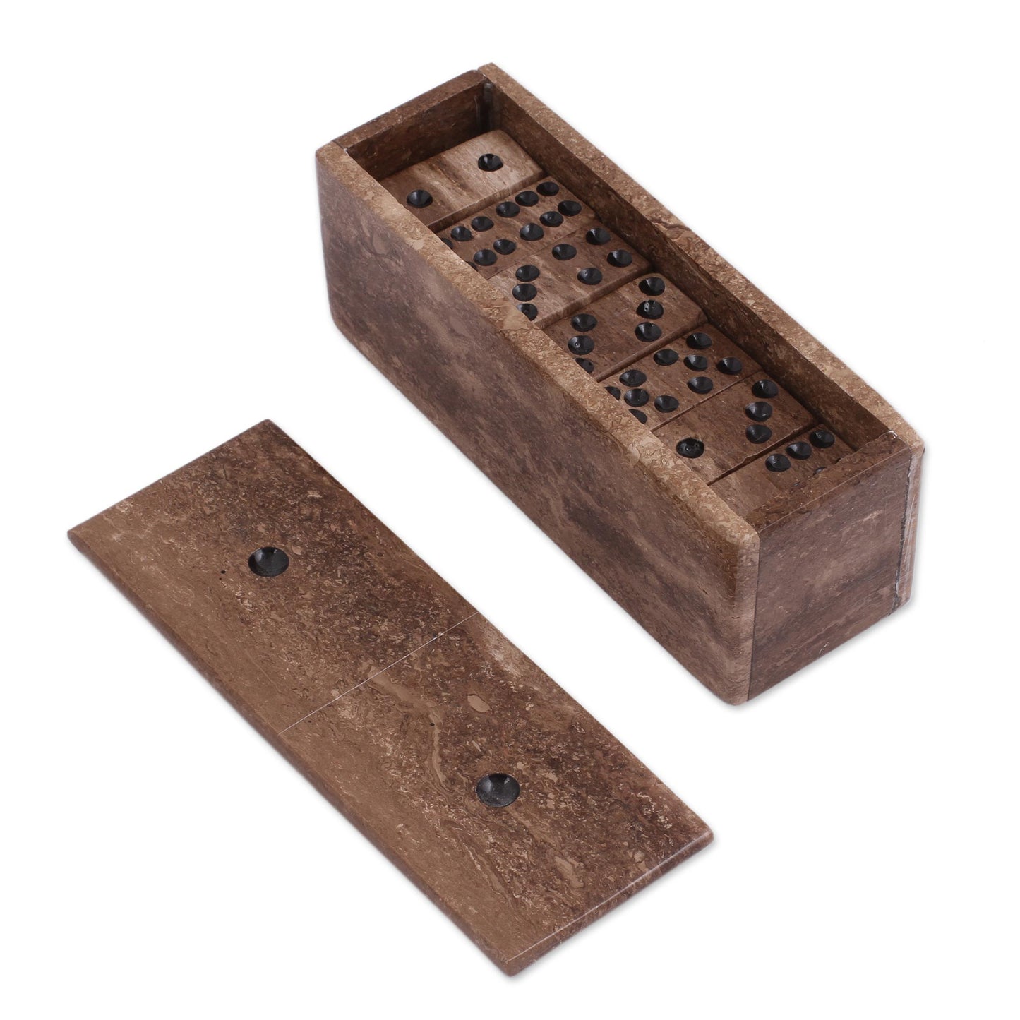 Rise to the Challenge Brown Marble Domino Set from Mexico