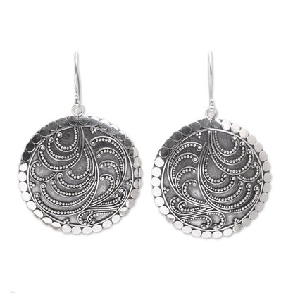 Sun Empress Handcrafted Sterling Silver Dangle Earrings from Bali