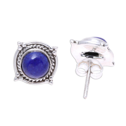 Morning Crowns Lapis Lazuli Stud Earrings from India