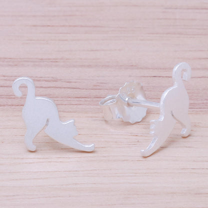 Feline Stretch Sterling Silver Earrings