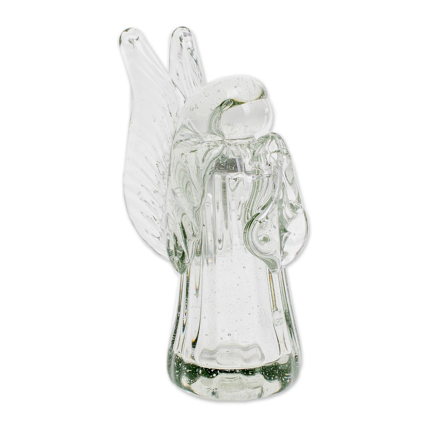 Crystalline Angel Handblown Recycled Glass Angel Figurine from Guatemala