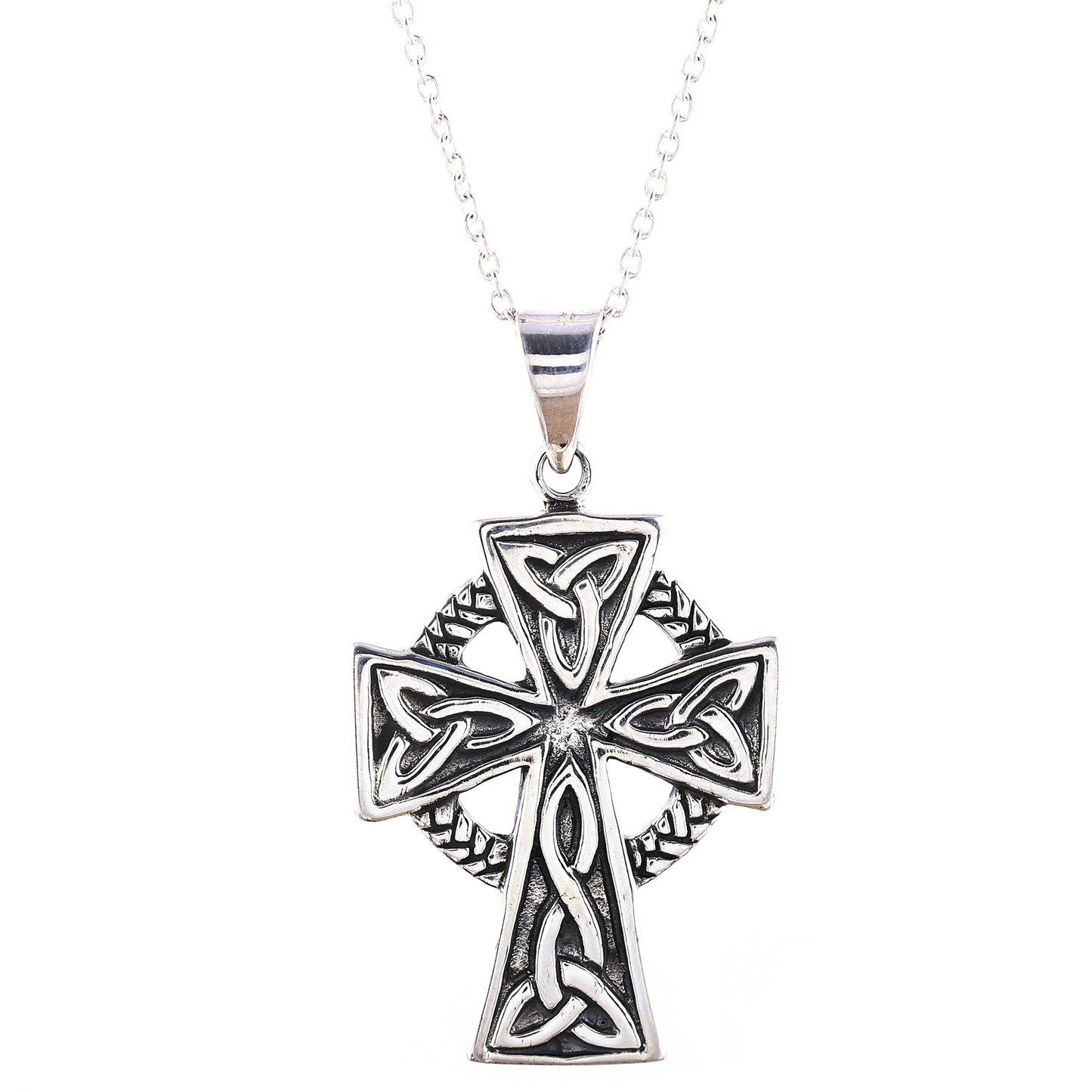 Celtic Faith Celtic Cross Sterling Silver Pendant Necklace from India