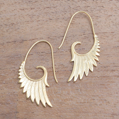 Wings at Dawn 18k Gold Plated Sterling Silver Wing Half-Hoop Earrings