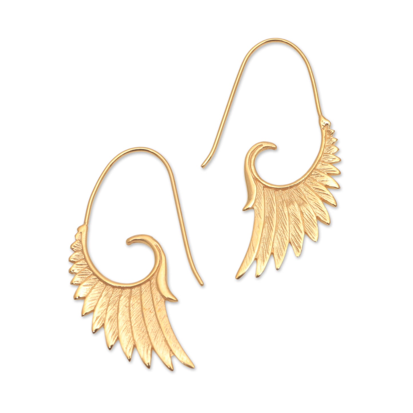 Wings at Dawn 18k Gold Plated Sterling Silver Wing Half-Hoop Earrings