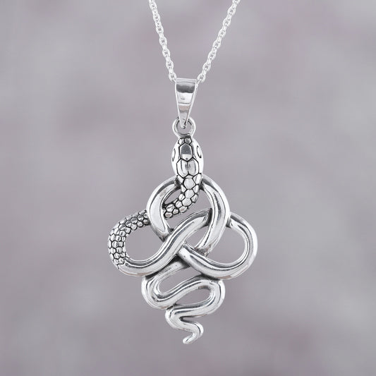 Sensational Serpent Handcrafted Sterling Silver Snake Pendant Necklace