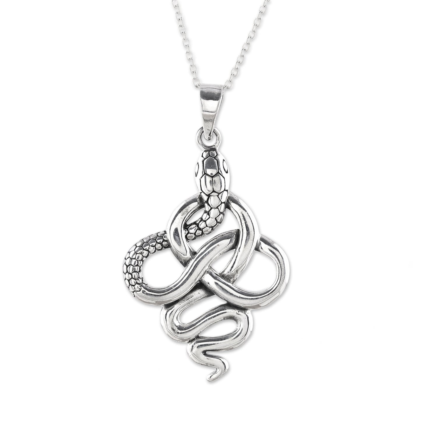 Sensational Serpent Handcrafted Sterling Silver Snake Pendant Necklace