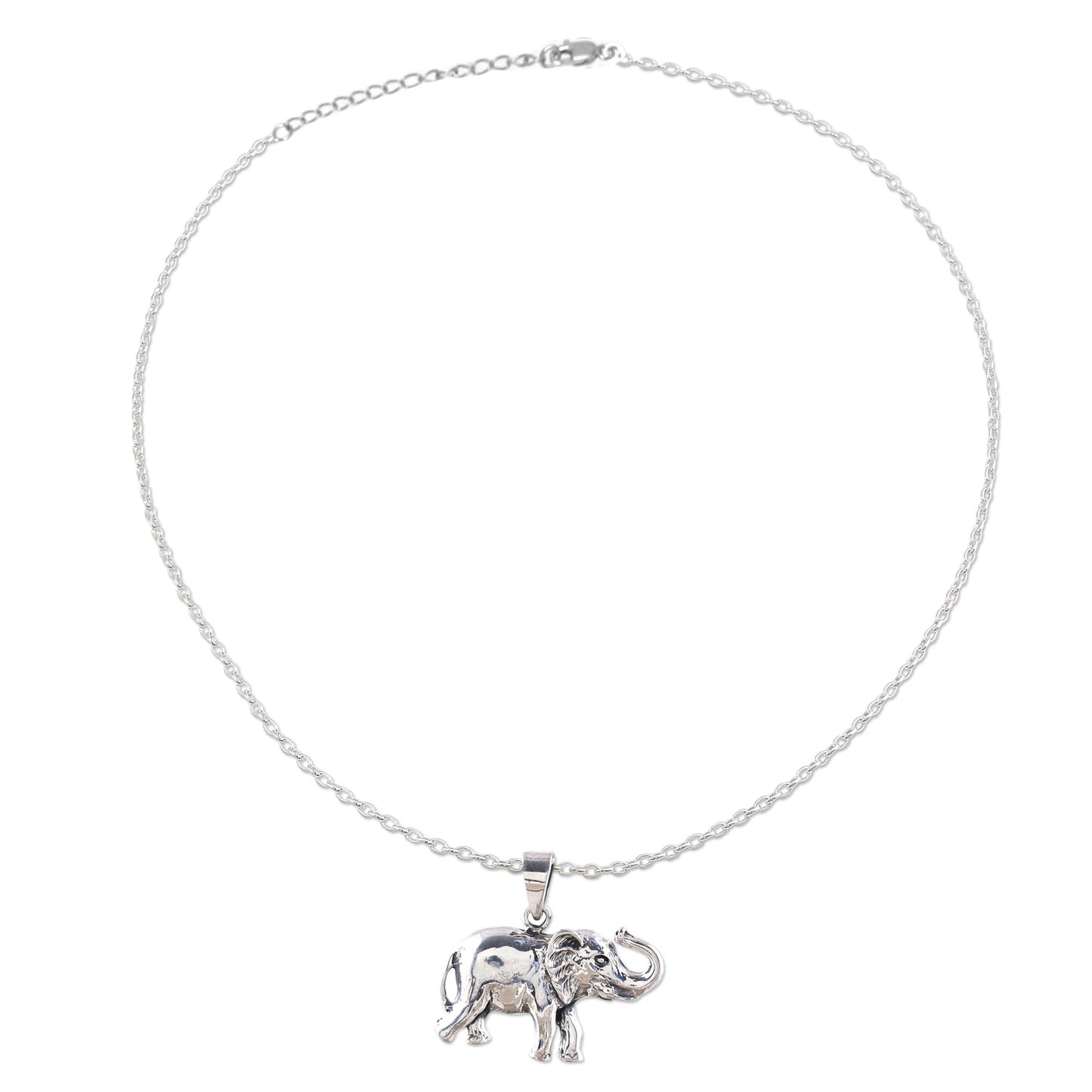 Gleeful Elephant Handcrafted Sterling Silver Elephant Pendant Necklace