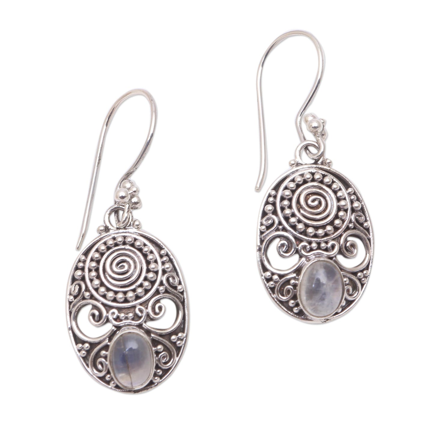 Shield of the Gods Rainbow Moonstone Earrings