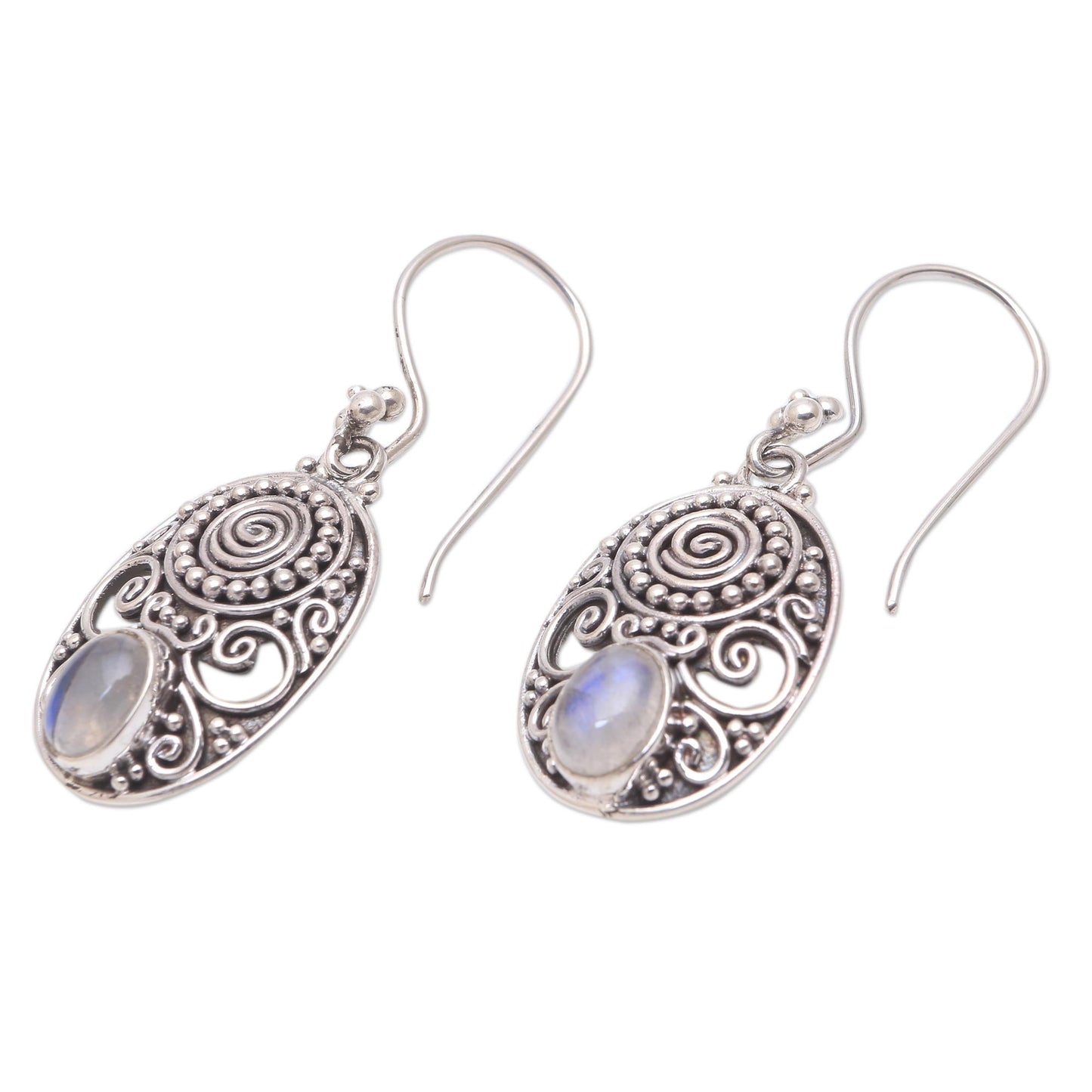 Shield of the Gods Rainbow Moonstone Earrings