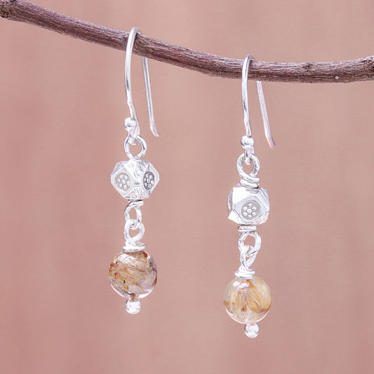 Karen Rapture Rutilated Quartz and Karen Silver Dangle Earrings